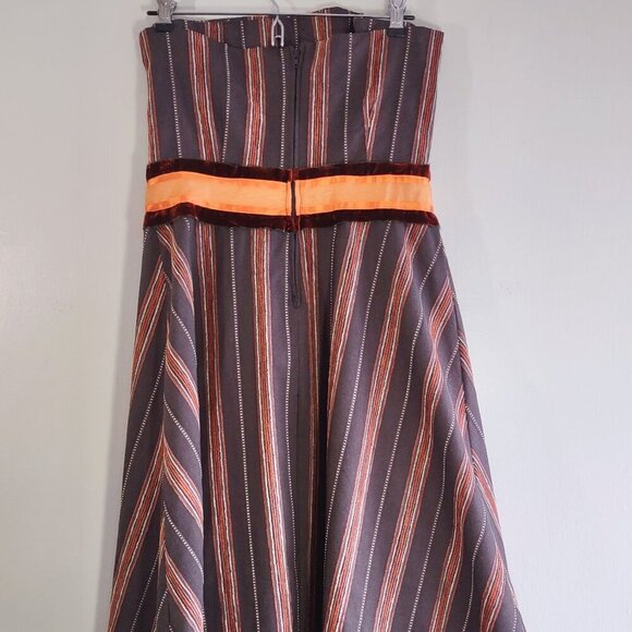 Eva Franco Anthropologie Strapless Striped Dress Embroidered Whimsigoth Size 8 - Picture 5 of 10